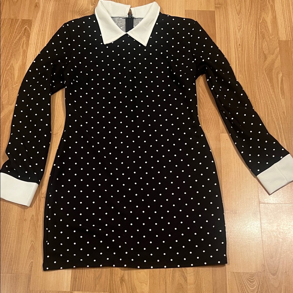 SHEIN Black and White Polka Dot Dress L